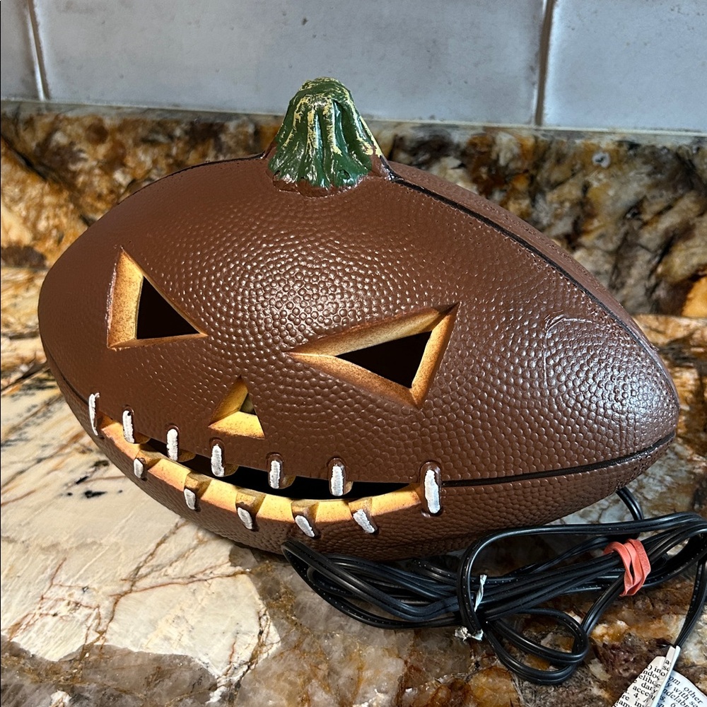 Vintage Football Light Up Jack O Lantern Pumpkin Halloween Blow Mold - Picture 5 of 10